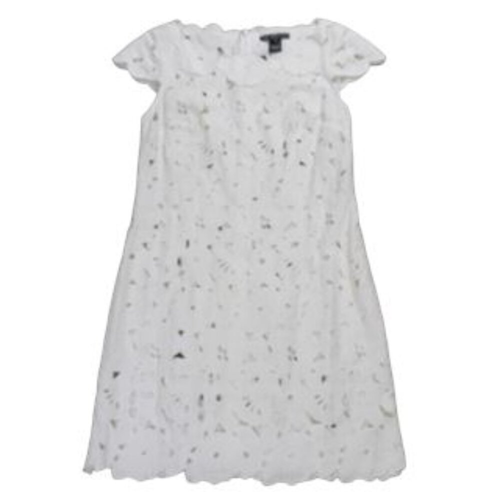 The Wrights NWT Women's Off-White Lace Cut-Out Linen A-Line Dress, Size 10